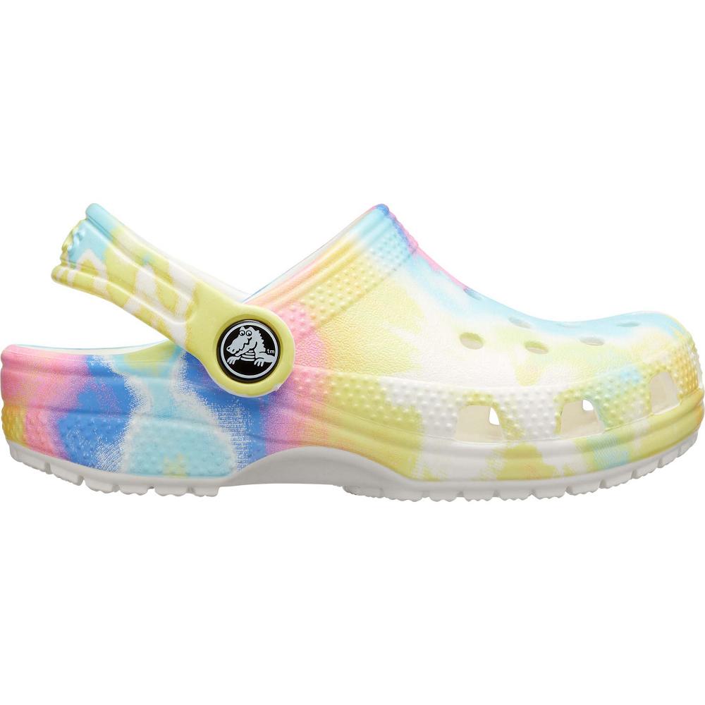 White / Multi Girls' Crocs Toddler Classic Tie-Dye Graphic Clogs | NZ 1499JPQJ